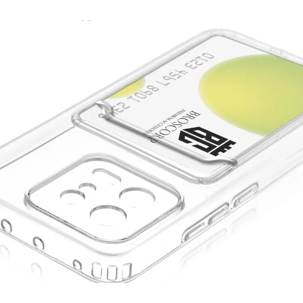 Чехол Brosco для Xiaomi 13, с кардхолдером, прозрачный